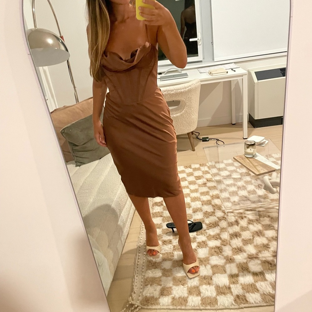 House of cb brown corset dress